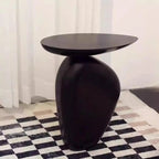 Modern Black End Side Table with Steel Base
