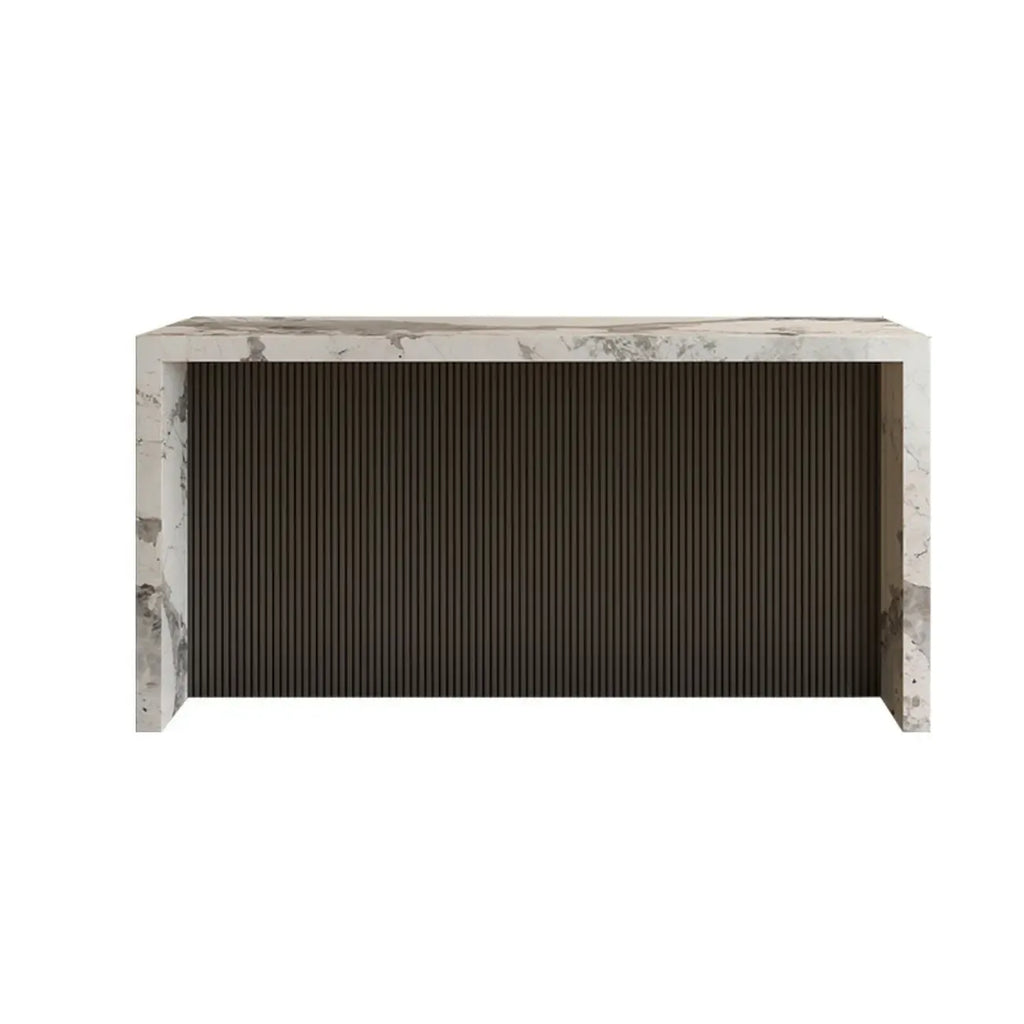 Minimalist Rectangular Off-White Marble Bar Tables