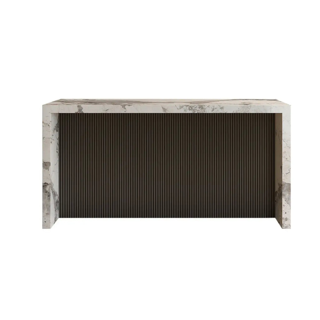 Minimalist Rectangular Off-White Marble Bar Tables