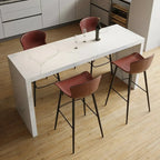 Minimalist Rectangular Off-White Marble Bar Tables