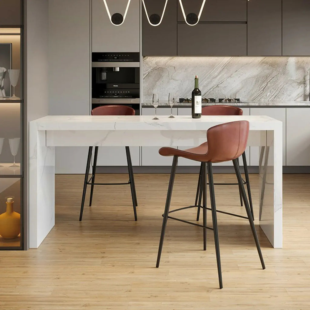 Minimalist Rectangular Off-White Marble Bar Tables