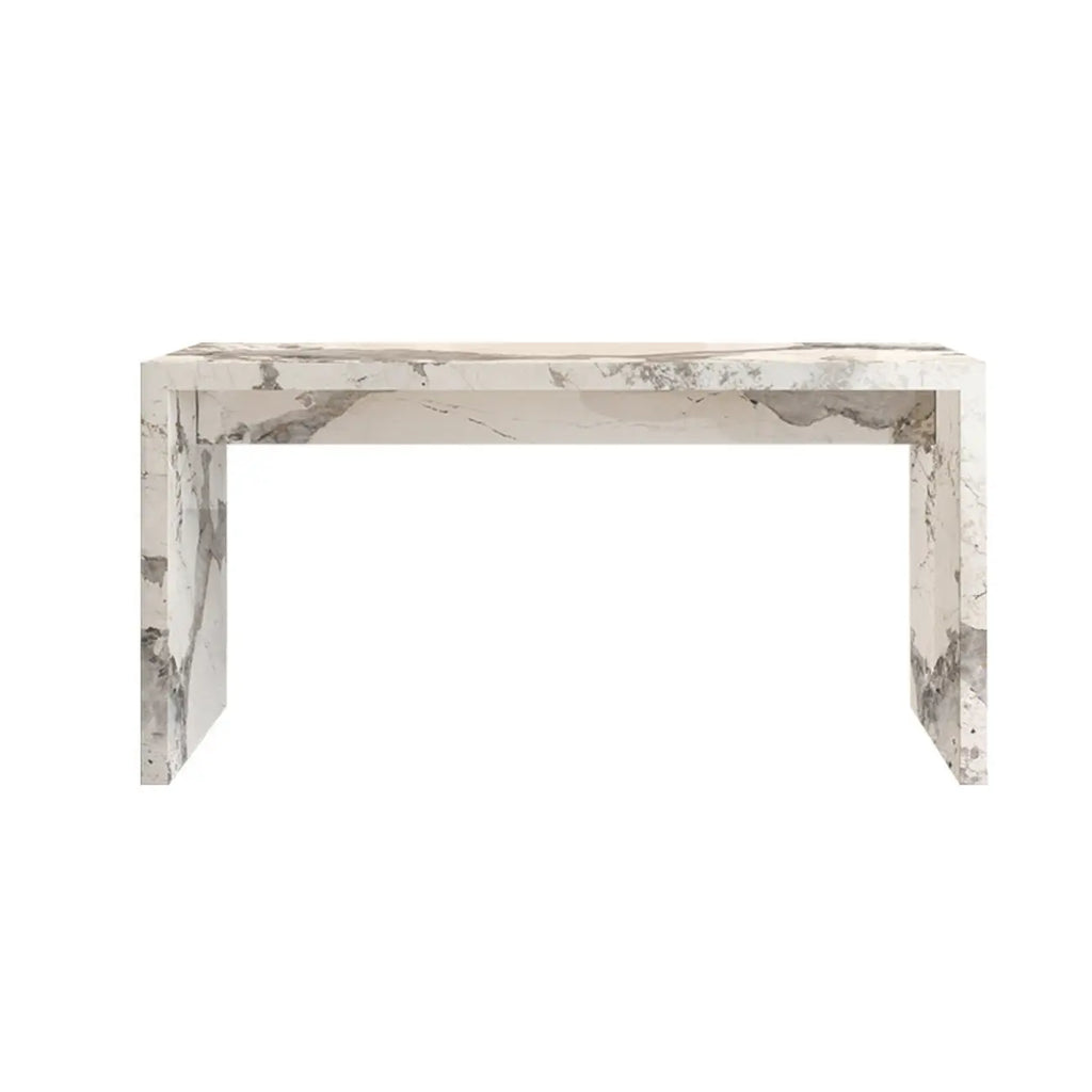 Minimalist Rectangular Off-White Marble Bar Tables