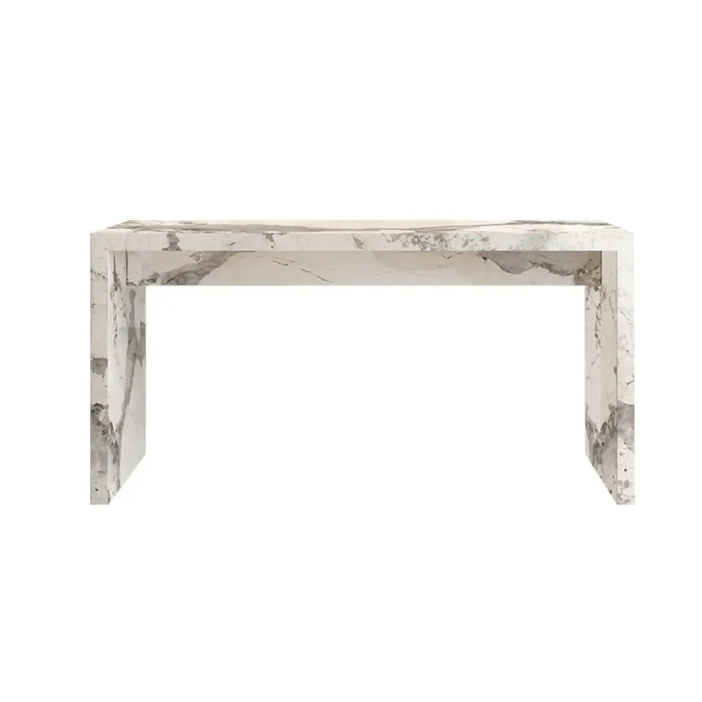 Minimalist Rectangular Off-White Marble Bar Tables