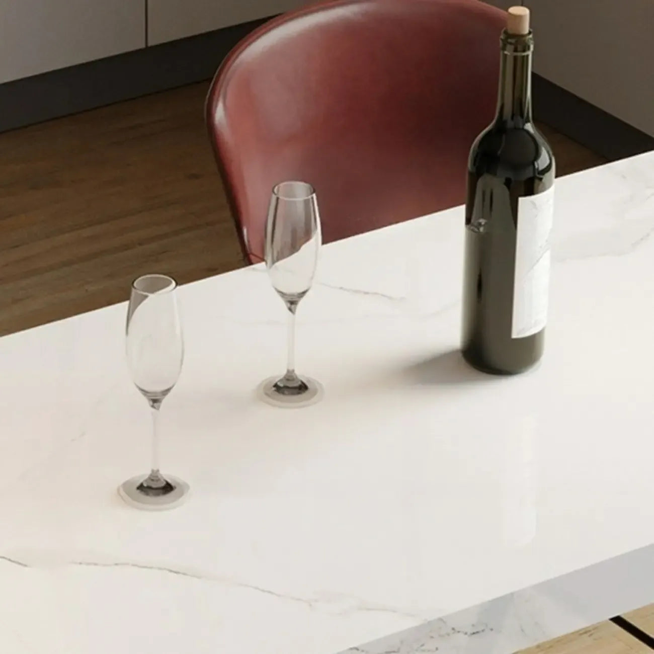 Minimalist Rectangular Off-White Marble Bar Tables