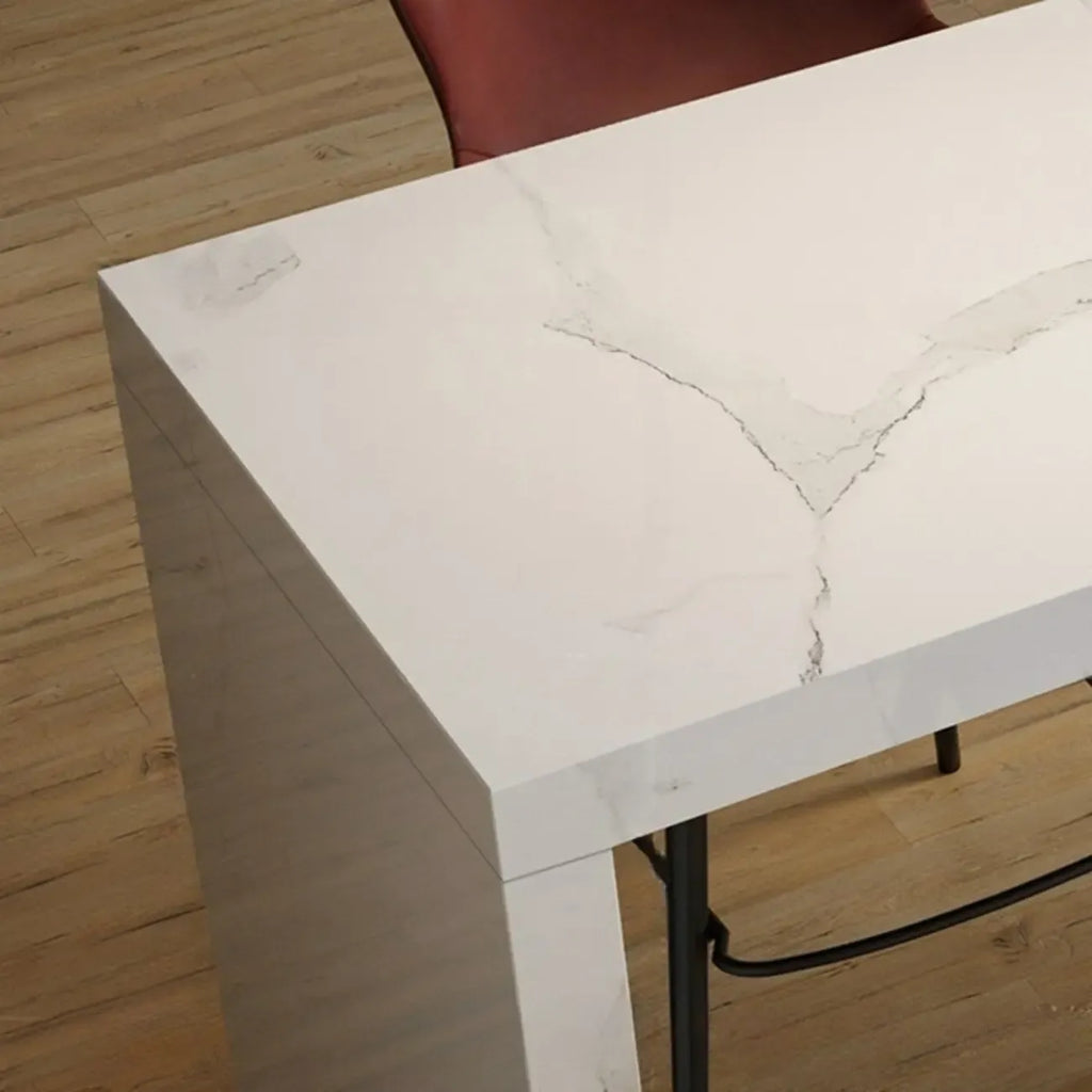 Minimalist Rectangular Off-White Marble Bar Tables