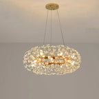 Adjustable Height Gold Crystal Globe Starburst Chandelier