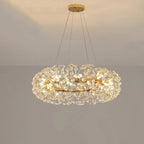 Adjustable Height Gold Crystal Globe Starburst Chandelier