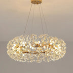 Adjustable Height Gold Crystal Globe Starburst Chandelier