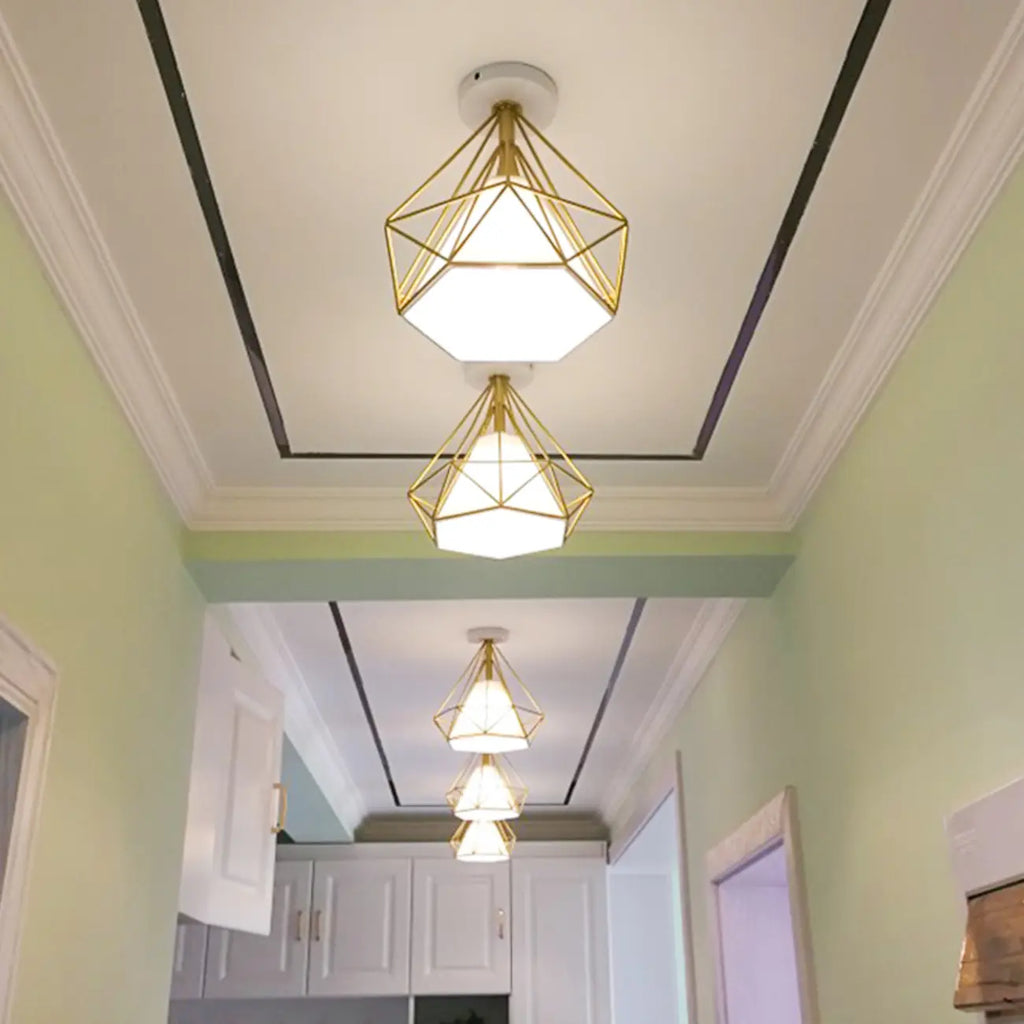10.5 Mini Fabric Semi Flush LED Ceiling Light for Hallway