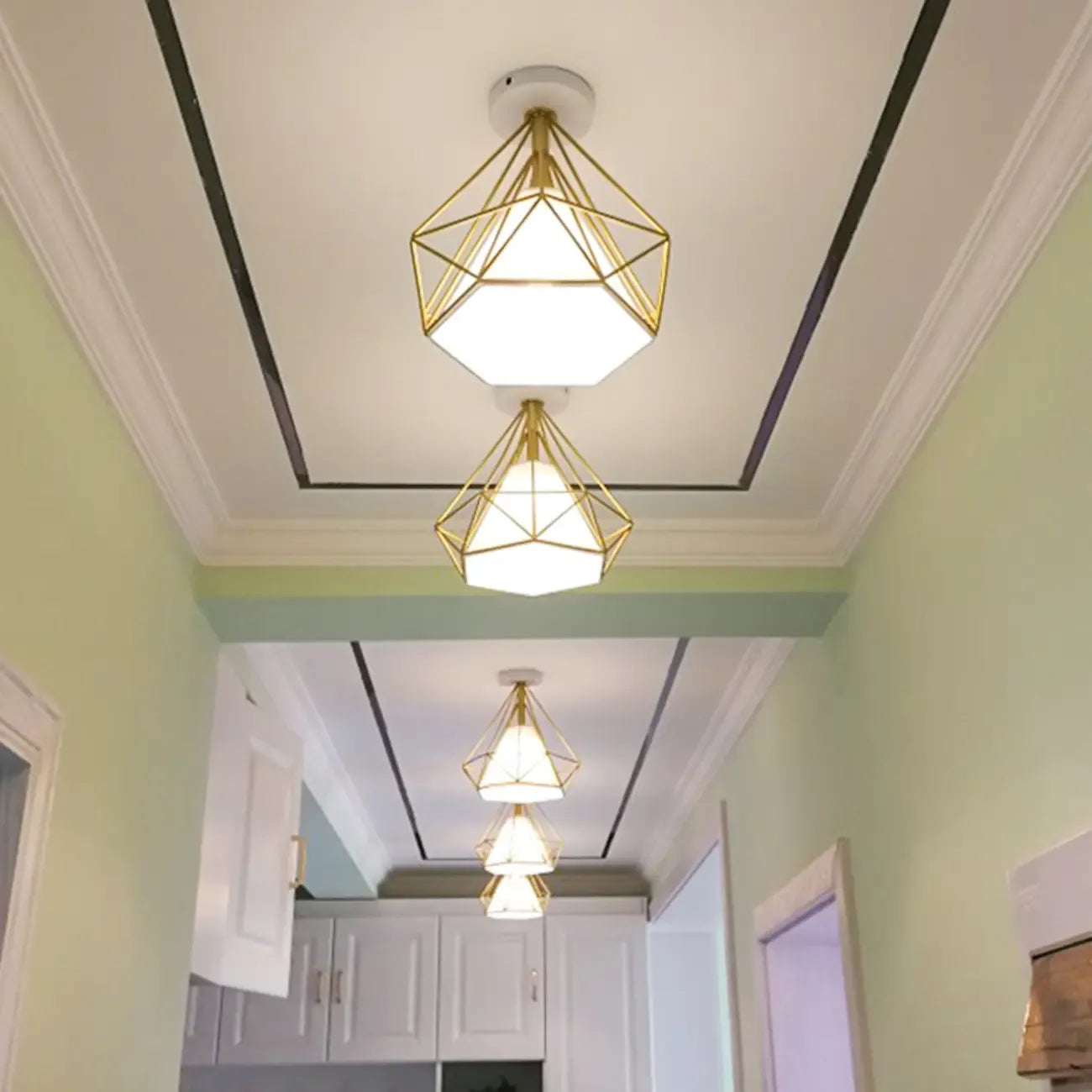 10.5 Mini Fabric Semi Flush LED Ceiling Light for Hallway