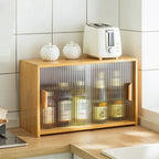 Bamboo Glass Door Display Cabinet for Kitchen
