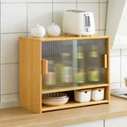 Bamboo Glass Door Display Cabinet for Kitchen