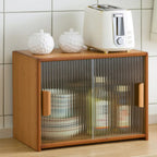 Bamboo Glass Door Display Cabinet for Kitchen