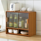 Bamboo Glass Door Display Cabinet for Kitchen