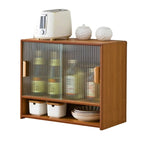 Bamboo Glass Door Display Cabinet for Kitchen