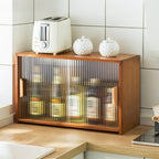 Bamboo Glass Door Display Cabinet for Kitchen