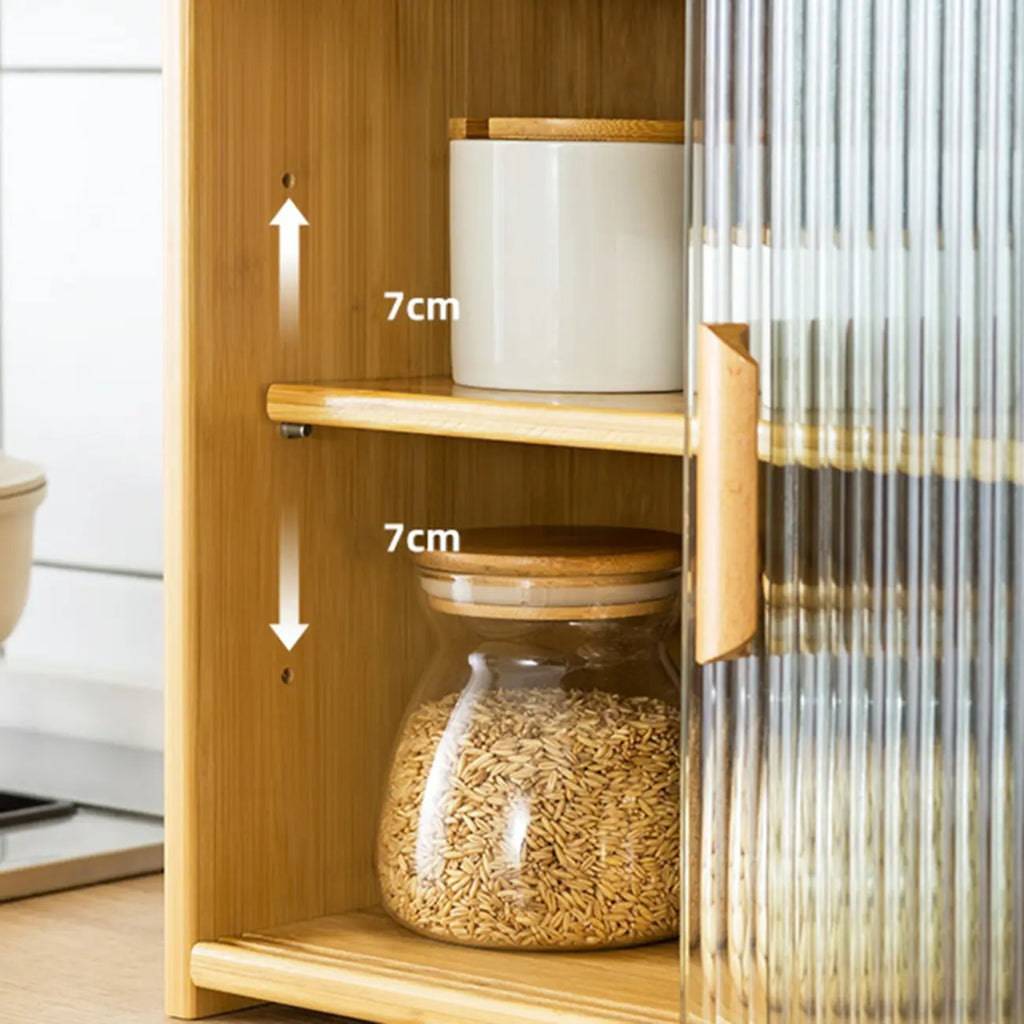 Bamboo Glass Door Display Cabinet for Kitchen