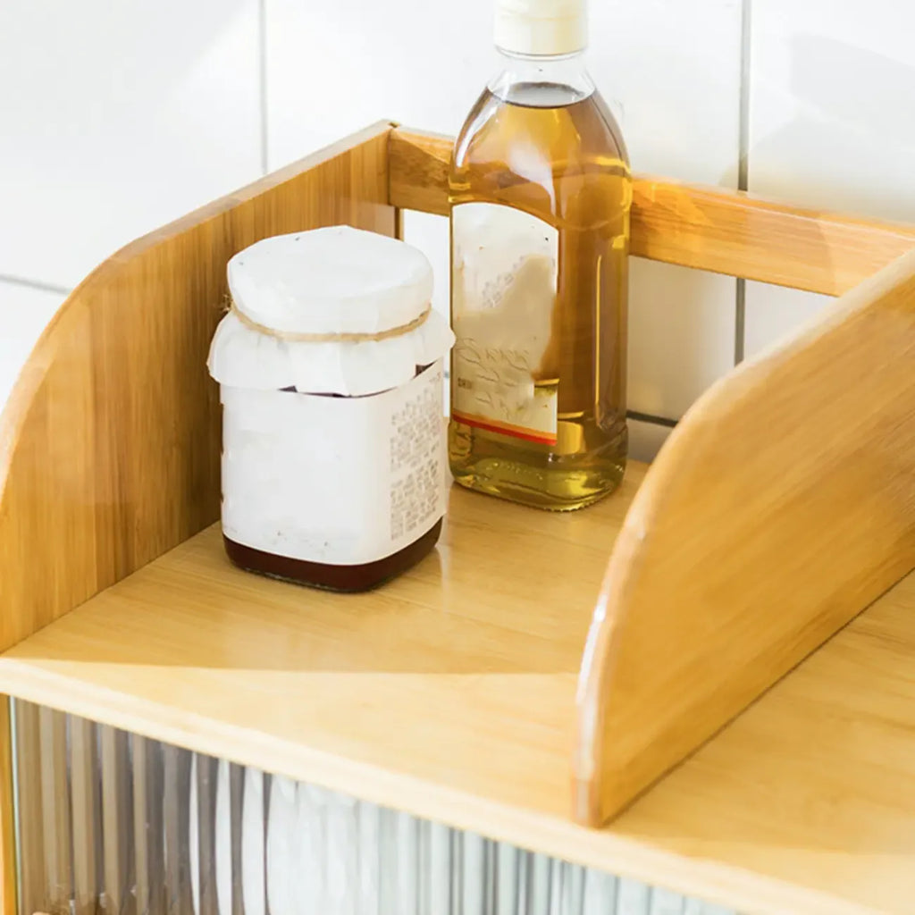 Bamboo Glass Door Display Cabinet for Kitchen