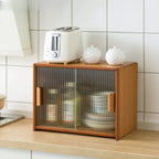 Bamboo Glass Door Display Cabinet for Kitchen