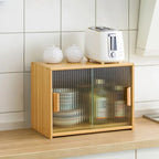 Bamboo Glass Door Display Cabinet for Kitchen