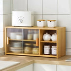 Bamboo Glass Door Display Cabinet for Kitchen