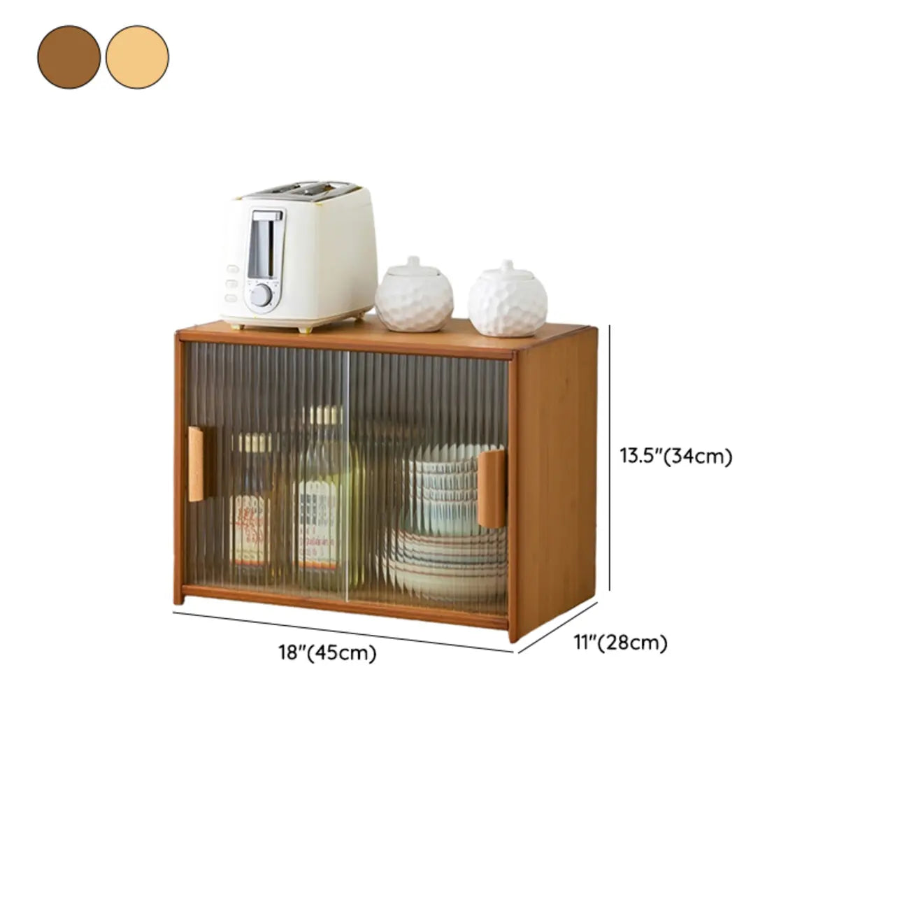Bamboo Glass Door Display Cabinet for Kitchen