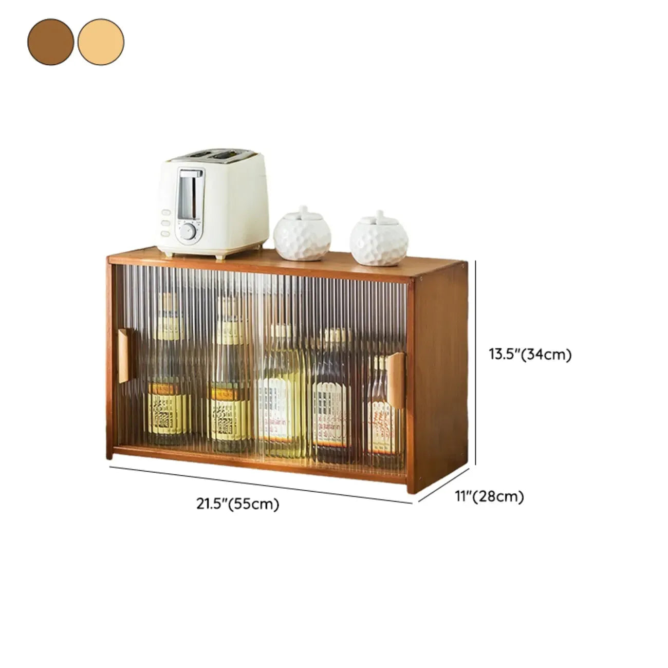 Bamboo Glass Door Display Cabinet for Kitchen