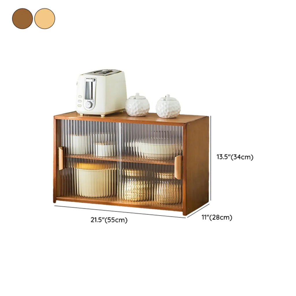 Bamboo Glass Door Display Cabinet for Kitchen