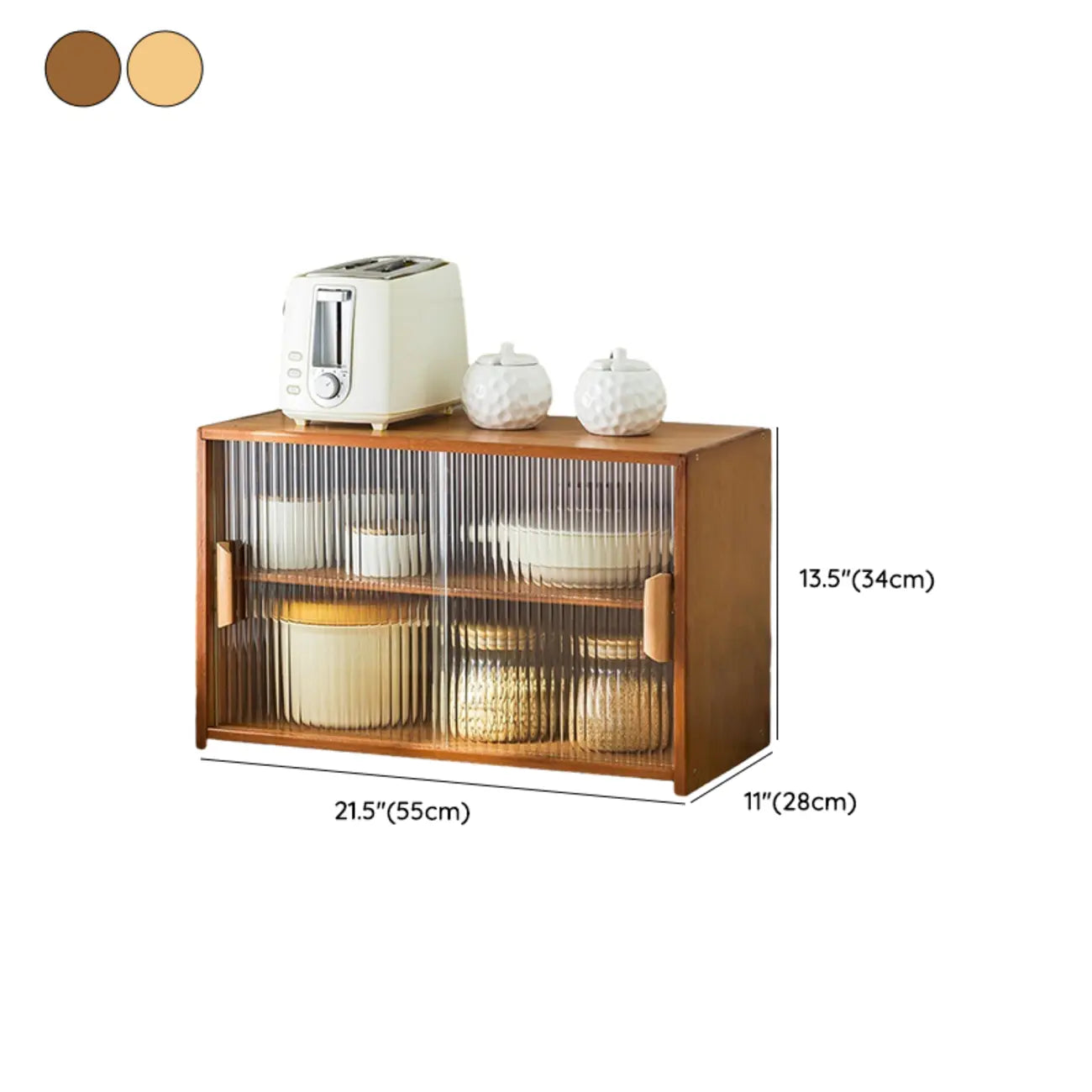 Bamboo Glass Door Display Cabinet for Kitchen