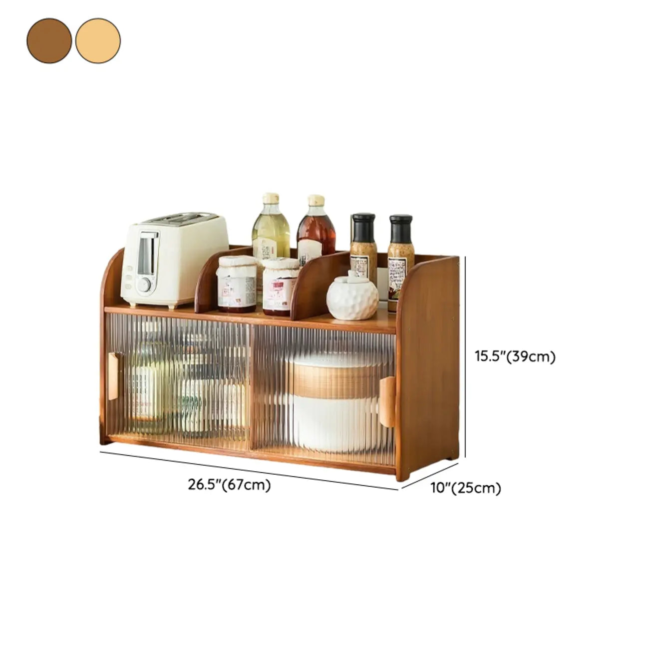 Bamboo Glass Door Display Cabinet for Kitchen