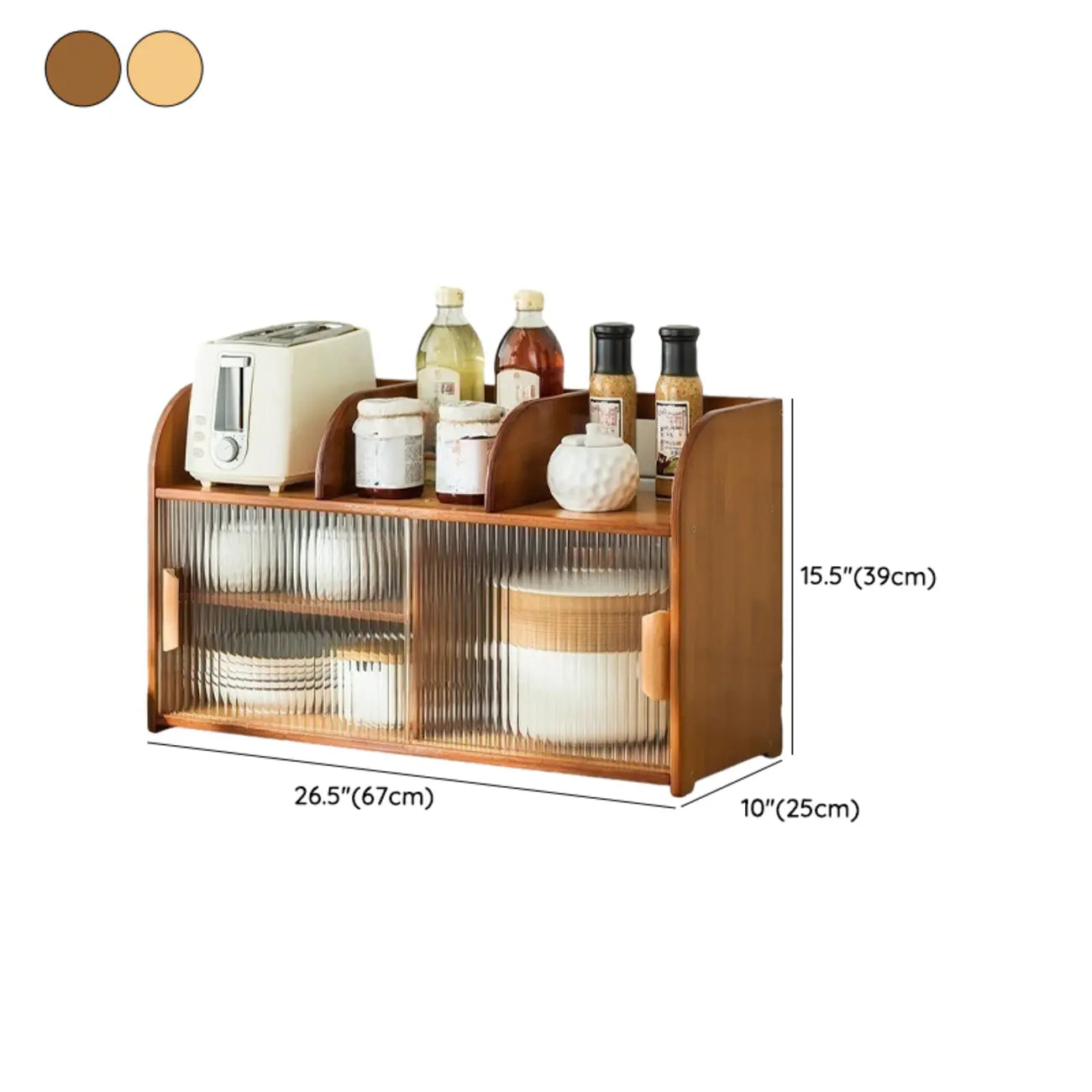 Bamboo Glass Door Display Cabinet for Kitchen