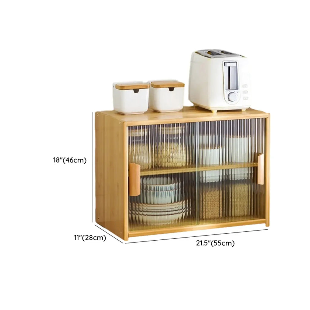 Bamboo Glass Door Display Cabinet for Kitchen