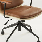 Modern Brown Upholstered Adjustable Swivel Office Chair