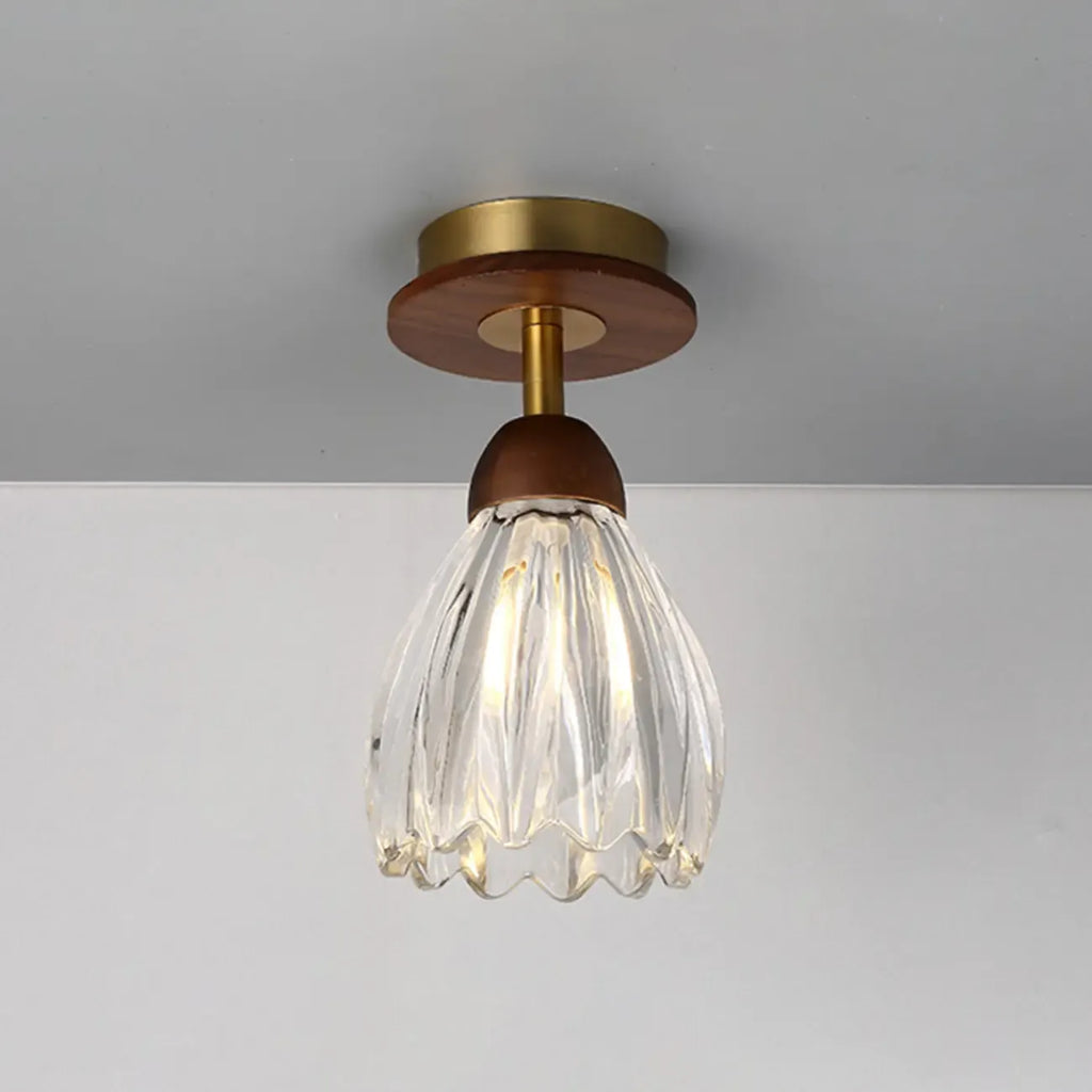Caramel Gradient Glass Dome Semi Flush Ceiling Light