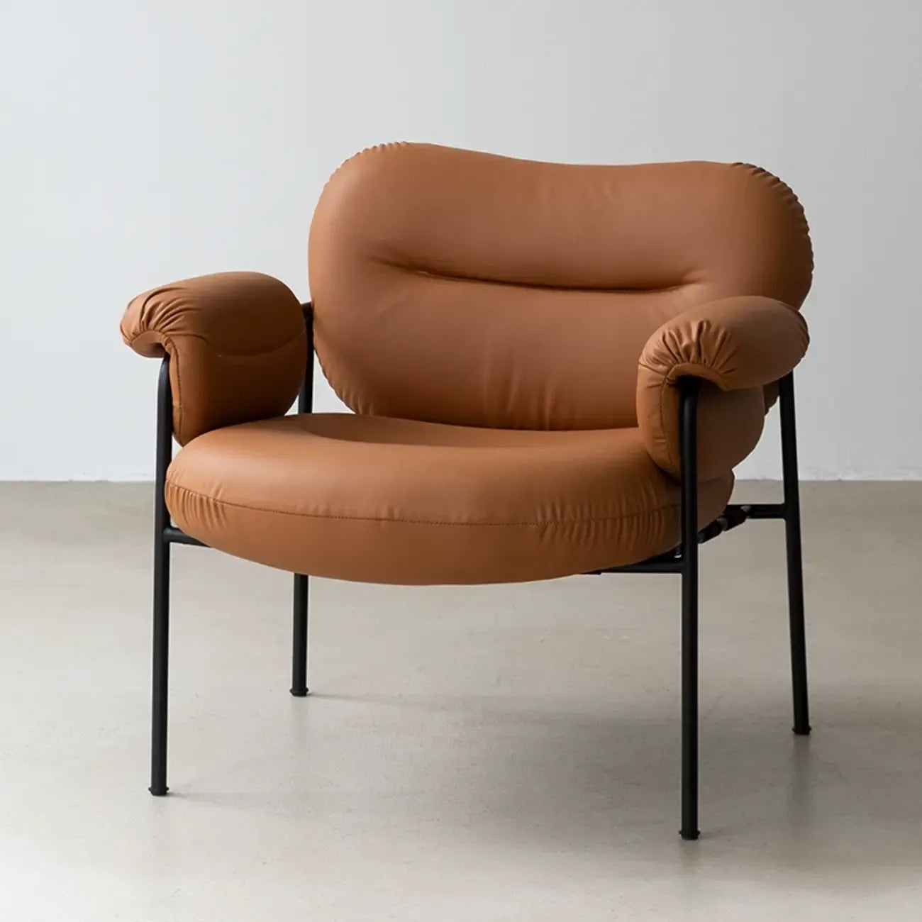 Modern Square Arm Fabric Accent Chair with Tufting