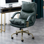 Brown Genuine Leather Ergonomic Wheeled Office Chair