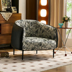 Modern Oversized Leather Barrel Accent Chair Living Room