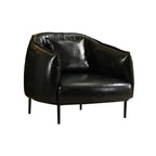 Modern Oversized Leather Barrel Accent Chair Living Room