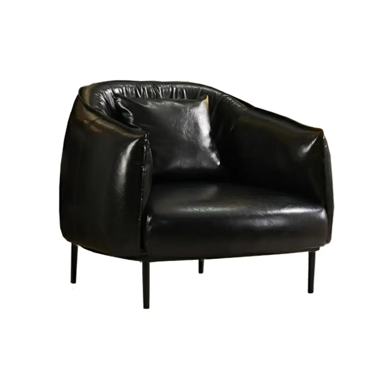 Modern Oversized Leather Barrel Accent Chair Living Room