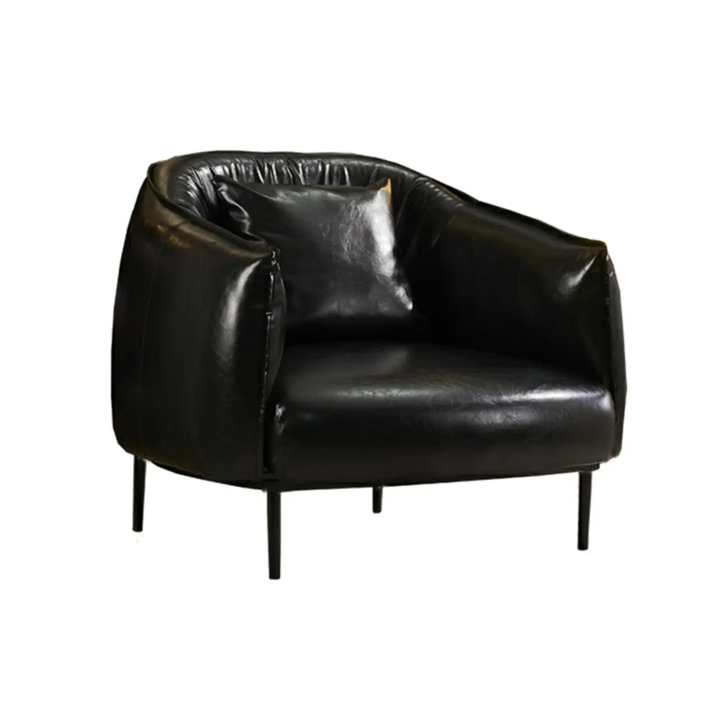 Modern Oversized Leather Barrel Accent Chair Living Room