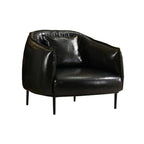 Modern Oversized Leather Barrel Accent Chair Living Room