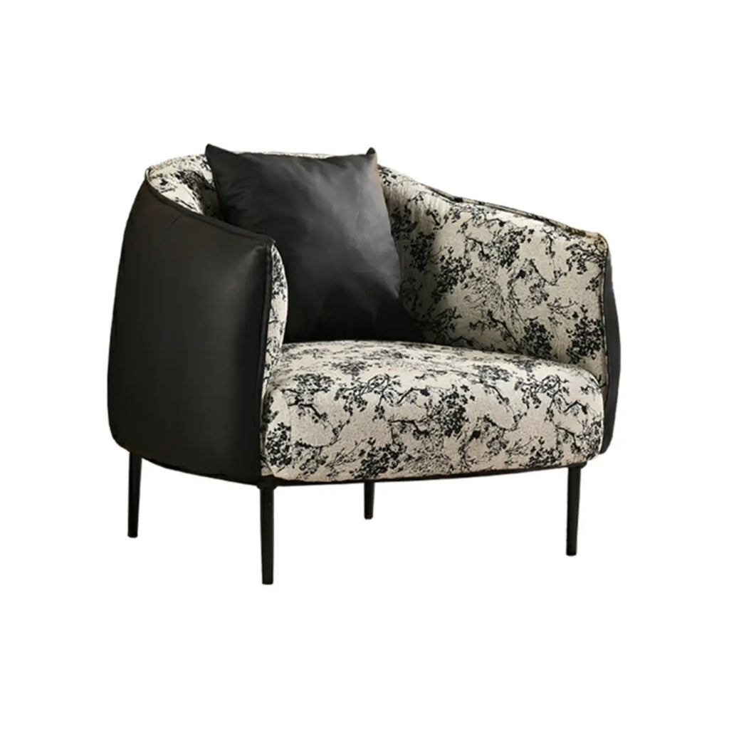 Modern Oversized Leather Barrel Accent Chair Living Room