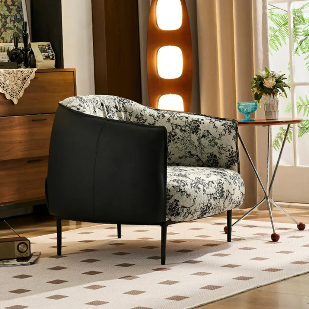 Modern Oversized Leather Barrel Accent Chair Living Room