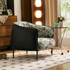 Modern Oversized Leather Barrel Accent Chair Living Room