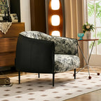 Modern Oversized Leather Barrel Accent Chair Living Room