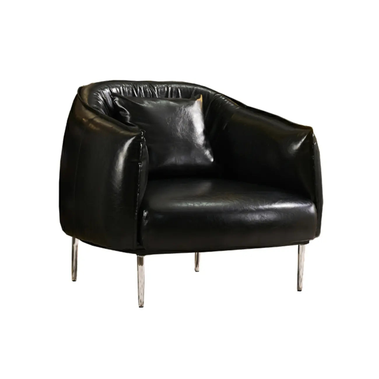 Modern Oversized Leather Barrel Accent Chair Living Room