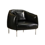 Modern Oversized Leather Barrel Accent Chair Living Room