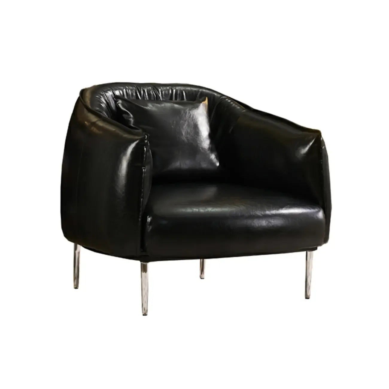 Modern Oversized Leather Barrel Accent Chair Living Room