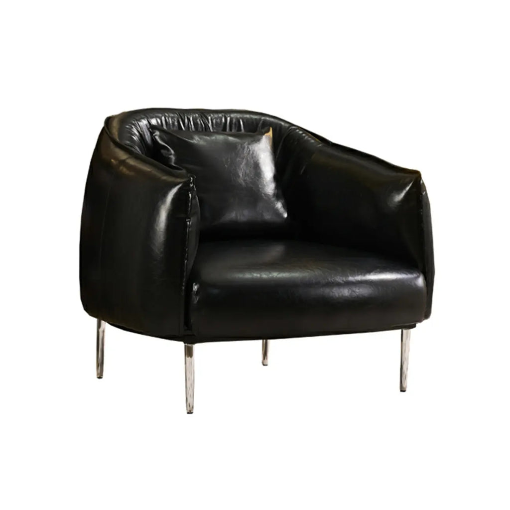 Modern Oversized Leather Barrel Accent Chair Living Room