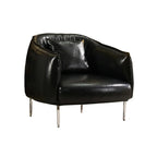 Modern Oversized Leather Barrel Accent Chair Living Room